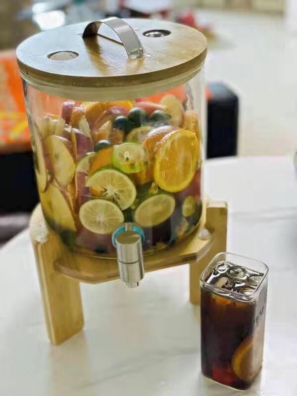 高硼硅玻璃可乐桶,凉水壶带龙头大容量