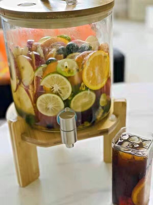 高硼硅玻璃可乐桶,凉水壶带龙头大容量