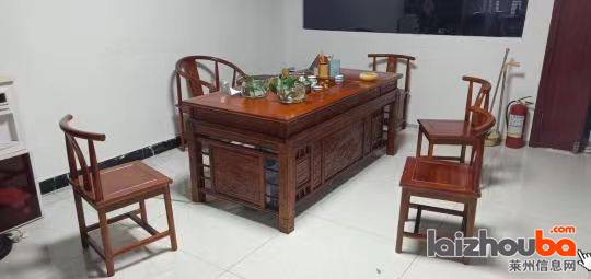 九九九成新实木茶台桌椅组合,四牛角椅加一圈椅,低价售